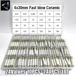 240Pcs/Box 24Values 6x30mm Fast Blow Ceramic Fuse 250V 0.1A 0.2A 0.5A 1A 1.5A 2A 2.5A 3A 3.15A 4A 5A 6A 10A 15A 20A 25A30A