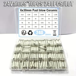 240Pcs/Box 24Values 6x30mm Fast Blow Ceramic Fuse 250V 0.1A 0.2A 0.5A 1A 1.5A 2A 2.5A 3A 3.15A 4A 5A 6A 10A 15A 20A 25A30A