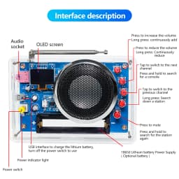 DIY FM Radio Electronics Kit Rechargeable FM 87-108MHz OLED Display DIY Soldering Project Practice Soldering RDA5807