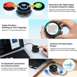 Elecrow CrowPanel 1.46'' ESP32 Rotary Display 360×360 IPS Round Touch Knob Screen WiFi BLE HMI Module for Arduino LVGL