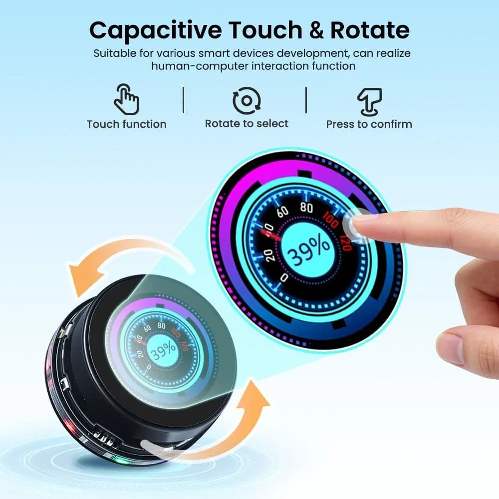 Elecrow CrowPanel 1.46'' ESP32 Rotary Display 360×360 IPS Round Touch Knob Screen WiFi BLE HMI Module for Arduino LVGL