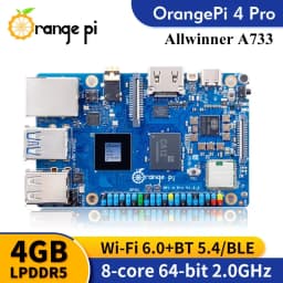 BoaMasMOrange Pi 4 Pro 4GB LPDDR5 + Power Supply Development Board Allwinner A733 Chip 3Tops NPU Wi-Fi6.0+BT5.4 M.2 M-Key Slot