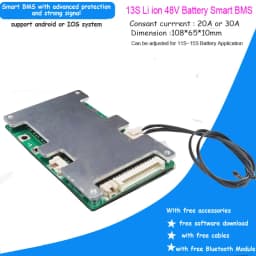 54.6V 13S 48V Li Ion Battery Smart Bluetooth BMS with APP and PC Monitoring Function 20A 30A 40A 60A