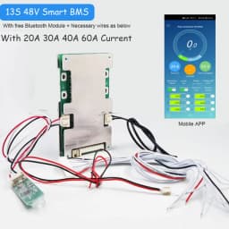 54.6V 13S 48V Li Ion Battery Smart Bluetooth BMS with APP and PC Monitoring Function 20A 30A 40A 60A
