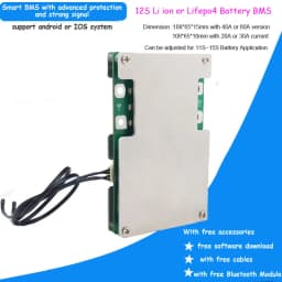 12S Li ion Battery Smart BMS with 20A 30A 40A 60A constant discharge current for 50.4V lithium bluetooth PCB