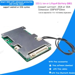 12S Li ion Battery Smart BMS with 20A 30A 40A 60A constant discharge current for 50.4V lithium bluetooth PCB