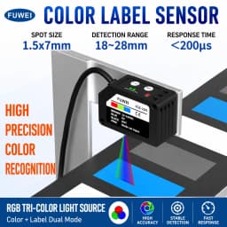 FUWEI FGS-22 Series RGB Color Mark Sensor Photoelectric Switch Color Recognition Sensor Correction Tracking for Labeling Sensor
