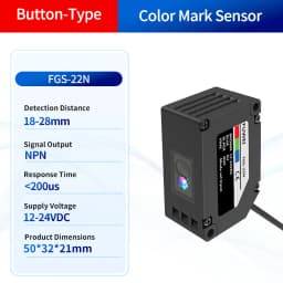 FUWEI FGS-22 Series RGB Color Mark Sensor Photoelectric Switch Color Recognition Sensor Correction Tracking for Labeling Sensor