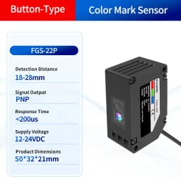 FUWEI FGS-22 Series RGB Color Mark Sensor Photoelectric Switch Color Recognition Sensor Correction Tracking for Labeling Sensor