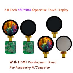 HD-MI Development Board 2.8 Inch 480*480 TFT LCD Round Screen Capacitive Touch Display for Raspeberry Pi