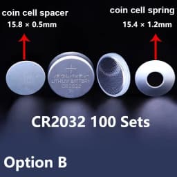 316SS Coin Cell Battery Case CR2032/CR2025/CR2016 - Stainless Steel Shell + Conical Spring, 100sets/pcs (Free Shipping)