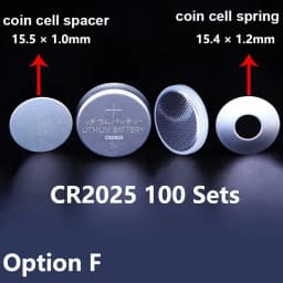 316SS Coin Cell Battery Case CR2032/CR2025/CR2016 - Stainless Steel Shell + Conical Spring, 100sets/pcs (Free Shipping)