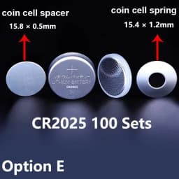 316SS Coin Cell Battery Case CR2032/CR2025/CR2016 - Stainless Steel Shell + Conical Spring, 100sets/pcs (Free Shipping)
