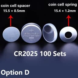 316SS Coin Cell Battery Case CR2032/CR2025/CR2016 - Stainless Steel Shell + Conical Spring, 100sets/pcs (Free Shipping)