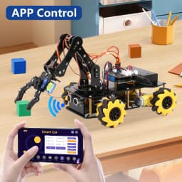 Christmas New Year Gift Smart Robot Arm Car Kit 4WD Remote Control Car for Arduino IDE Programming STEM Education Coding Kit