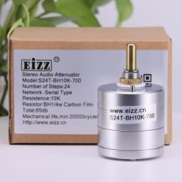 1PC EIZZ Stereo 10K 25K 50K 100K 250K 24 Steps Volume Potentiometer LOG Stepped Audio Attenuator For Hifi Audio DIY