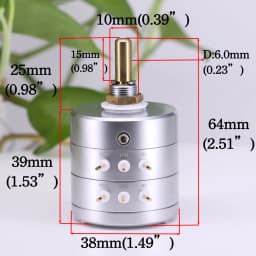 1PC EIZZ Stereo 10K 25K 50K 100K 250K 24 Steps Volume Potentiometer LOG Stepped Audio Attenuator For Hifi Audio DIY