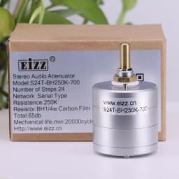 1PC EIZZ Stereo 10K 25K 50K 100K 250K 24 Steps Volume Potentiometer LOG Stepped Audio Attenuator For Hifi Audio DIY
