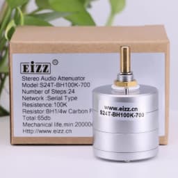 1PC EIZZ Stereo 10K 25K 50K 100K 250K 24 Steps Volume Potentiometer LOG Stepped Audio Attenuator For Hifi Audio DIY
