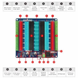 OSOYOO Universal IO Breakout Board – GPIO Expansion & Debugging Platform for Arduino Nano, ESP32, ESP8266 NodeMCU, Raspberry Pi