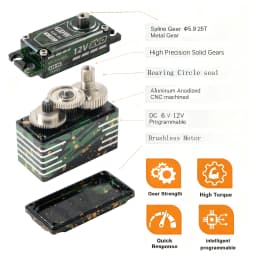 G28 28KG Torque 12V High-Performance High-Speed Brushless Standard Digital Narrow-Band Servo Kit for Professional RC Helicopter