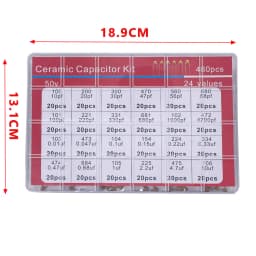 480pcs Ceramic Capacitor Assortment Kit For Guitar Capacitor 24Values 0.1uf-10uf