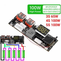65W 100W DIY Power Bank Motherboard Dual Type-C Bidirectional Fast Charging PD3.1 PPS SCP VOOC MPPT Solar Charger Board 3S 4S 5S