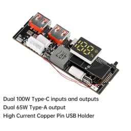 65W 100W DIY Power Bank Motherboard Dual Type-C Bidirectional Fast Charging PD3.1 PPS SCP VOOC MPPT Solar Charger Board 3S 4S 5S