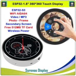 Guition HMI W5 ESP32-S3 1.85 360x360 IPS Touch LCD Display Module LVGL WIFI AIDA64 Secondary Screen Video Player Photo-Frame MP3