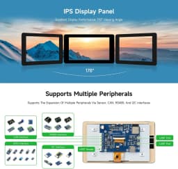 Waveshare ESP32-S3 7.0 inch 1024x600 LCD Development Board ESP32 Display Touchscreen LVGL GUI for Arduino IDE ESP-IDF PlatformIO