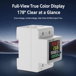 D52-3065 DIN Rail Electric Energy Meter DC14-600V 63A Voltage Current Power Monitor with LCD Display for Electrical Tool