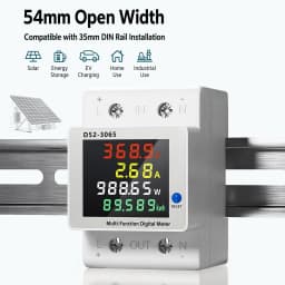 D52-3065 DIN Rail Electric Energy Meter DC14-600V 63A Voltage Current Power Monitor with LCD Display for Electrical Tool