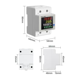 D52-3065 DIN Rail Electric Energy Meter DC14-600V 63A Voltage Current Power Monitor with LCD Display for Electrical Tool