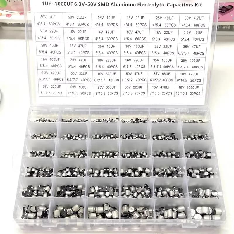 1500pcs 1UF-1000UF 6.3V-50V SMD Aluminum Electrolytic Capacitors Kit SMD Sample Box
