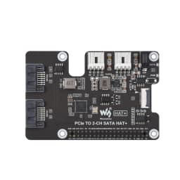 Waveshare PCIe TO 2-CH SATA HAT+ Raspberry Pi 5 PCIe to SATA Expansion Board with EEPROM HAT+