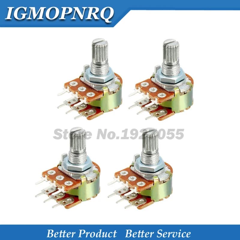 100pcs WH148 B1K B2K B5K B10K B20K B50K B100K B500K 6Pin 15mm Shaft Amplifier Dual Stereo Potentiometer 1K 2K 5K 10K 50K 100K 1M