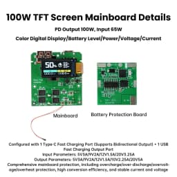 100W Fast Charging Module PD Quick Charge Power Bank Mainboard with TFT Color Display for DIY Portable Charger