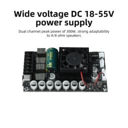 DC 18-55V TPA3255 Fever HIFI Digital Amplifier Board 300W+300W High Power Stereo Amplifier Module No Bluetooth