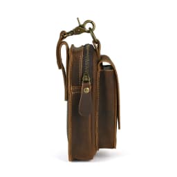 Hardware Clasp Waist Bags Men First Layer Genuine Leather Hang Bag Cowhide Wallets Through the Belt Zipper Retro Phone Purse