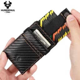 HUMERPAUL Slim RFID Card Holder Wallet for Men Genuine Leather Ultra-thin Money Purse Portable Business ID Banknote Bags