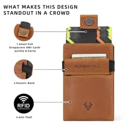 HUMERPAUL Slim RFID Card Holder Wallet for Men Genuine Leather Ultra-thin Money Purse Portable Business ID Banknote Bags