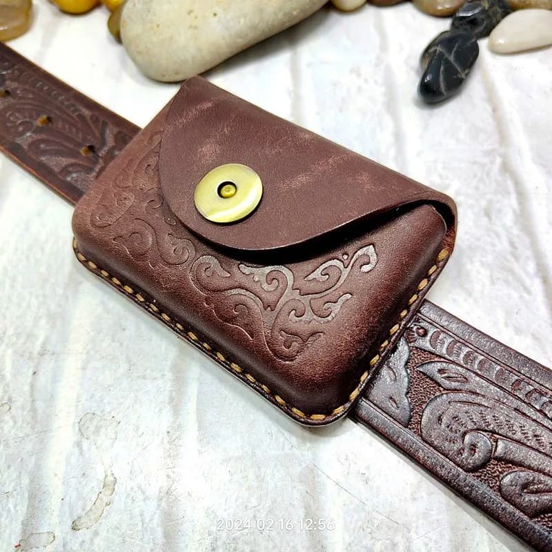 Blongk Hand-made Waist Bag ID Credit Card Holder Case Purse Pouch Genuine Leather Belt Pack Men Women DFD-K