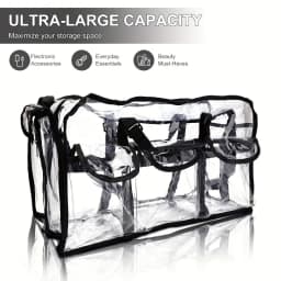 PVC Transparent Cosmetic Bag Waterproof Large Capacity Travel Organizer Multifunctional Beach Swimming Storage Shoulder Tote