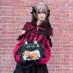 Y2K Korean Japan Kawaii Cat Ita Bag PU Cute Girls Transparent Pocket Aesthetic Shoulder Crossbody Bags Women's Fashion Backpacks
