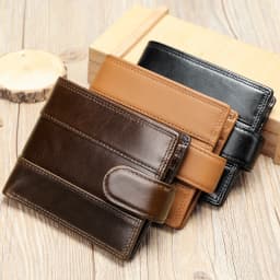 WESTAL Leather Men's Wallet Premium Oil Wax Leather Rfid Men's Cowhide Buckle Wallet Gift Anti-theft Brush