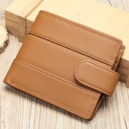 WESTAL Leather Men's Wallet Premium Oil Wax Leather Rfid Men's Cowhide Buckle Wallet Gift Anti-theft Brush