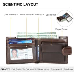 WESTAL Leather Men's Wallet Premium Oil Wax Leather Rfid Men's Cowhide Buckle Wallet Gift Anti-theft Brush