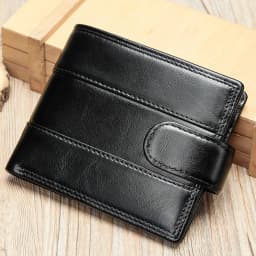 WESTAL Leather Men's Wallet Premium Oil Wax Leather Rfid Men's Cowhide Buckle Wallet Gift Anti-theft Brush