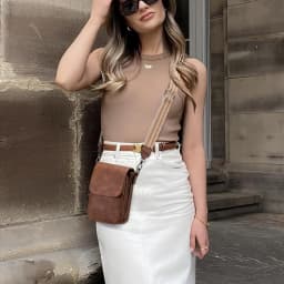 Fashionable New Retro Pu Leather Women's Wide Shoulder Strap Single Shoulder Crossbody Bag with Lid Small Square Bag