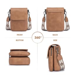 Fashionable New Retro Pu Leather Women's Wide Shoulder Strap Single Shoulder Crossbody Bag with Lid Small Square Bag